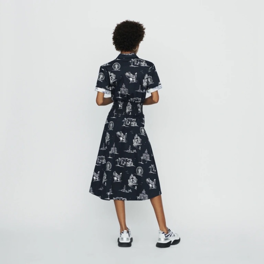 Maje Black and White Printed Dress - Picture 2 of 10